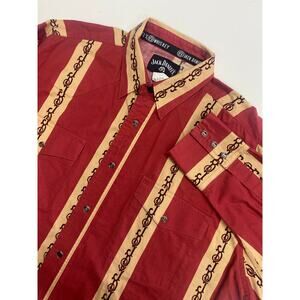 Men Jack Daniels Whiskey JD Western pearl snap promo stripe button up shirt XL